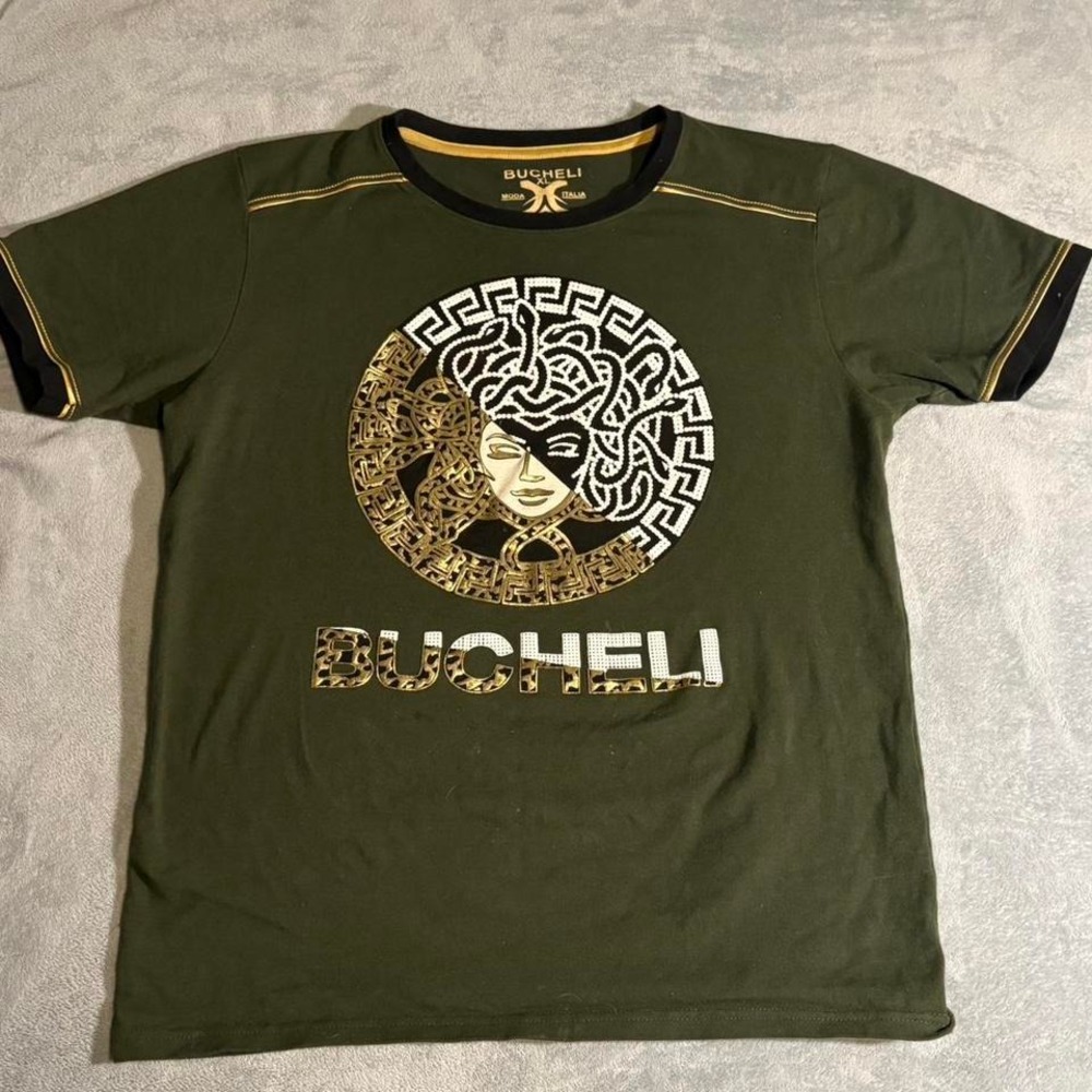 Green and Yellow‎ Bucheli streetwear-inspired polo shirt